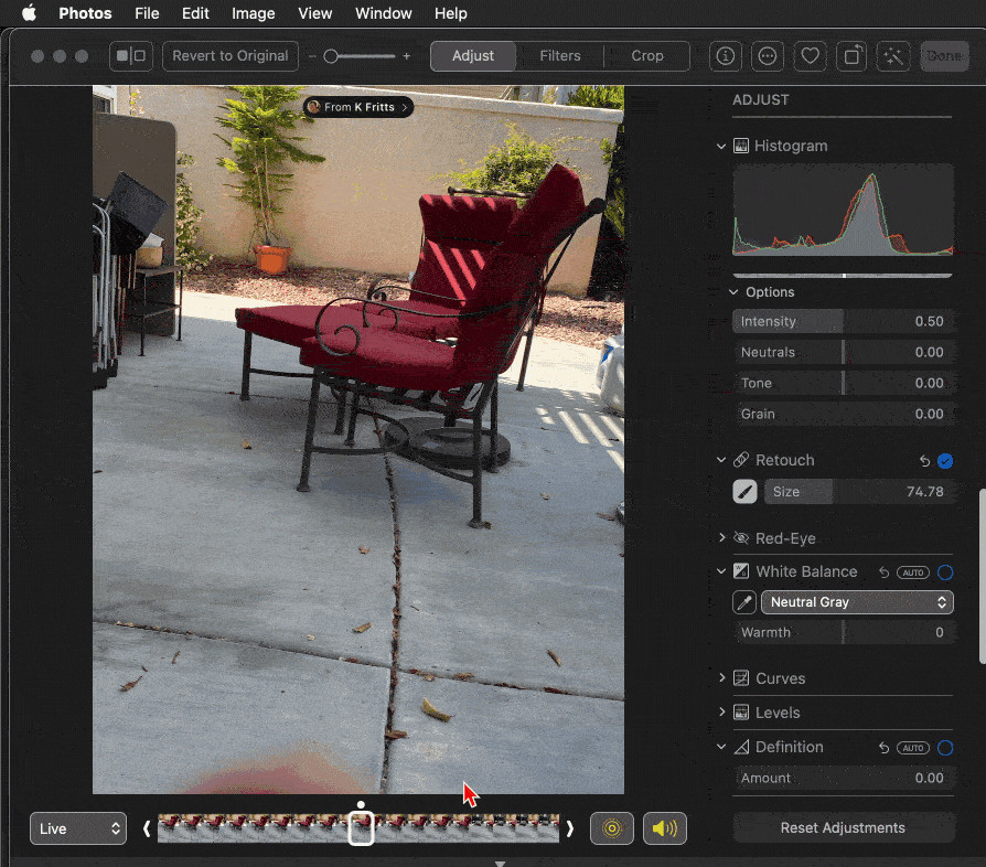 Photos app showing the crop tool and aspect ratio options on a MacBook