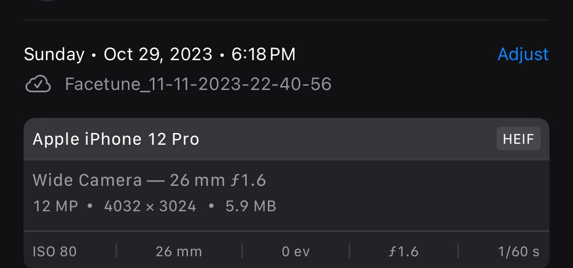 iPhone photo metadata