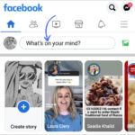Tap on 'What's on your mind' to start a new Facebook post, inviting you to share your thoughts and photos with your network