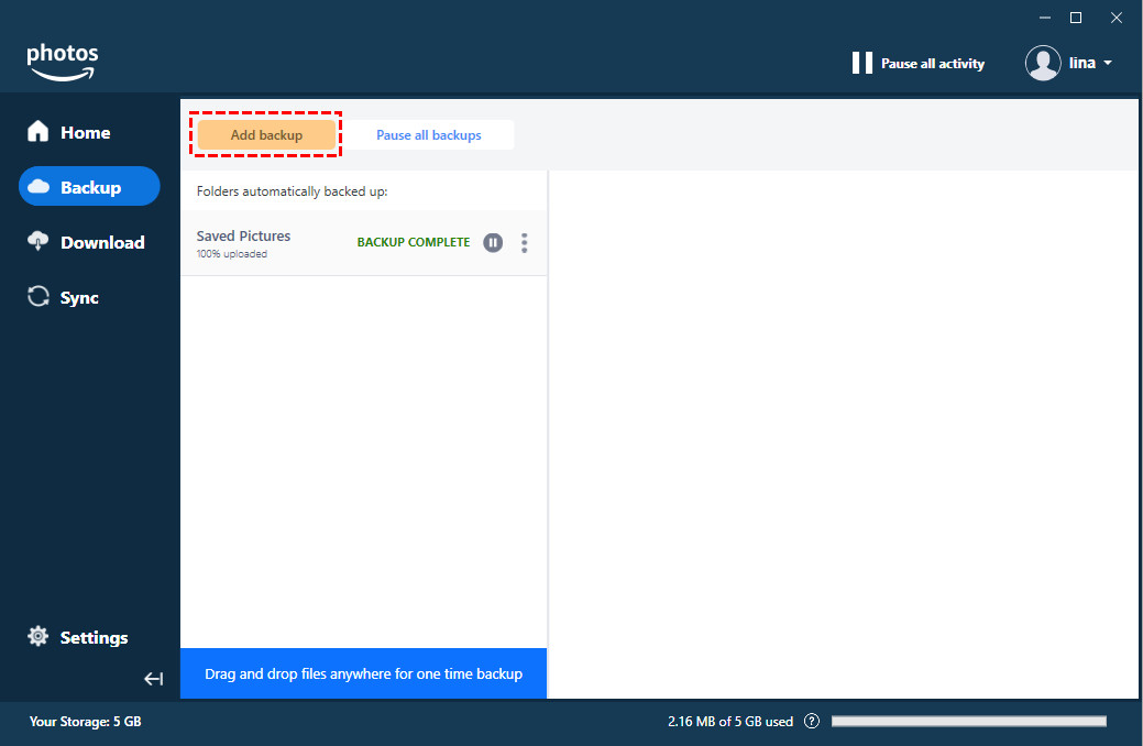 Add Backup to Amazon Photos on Desktop