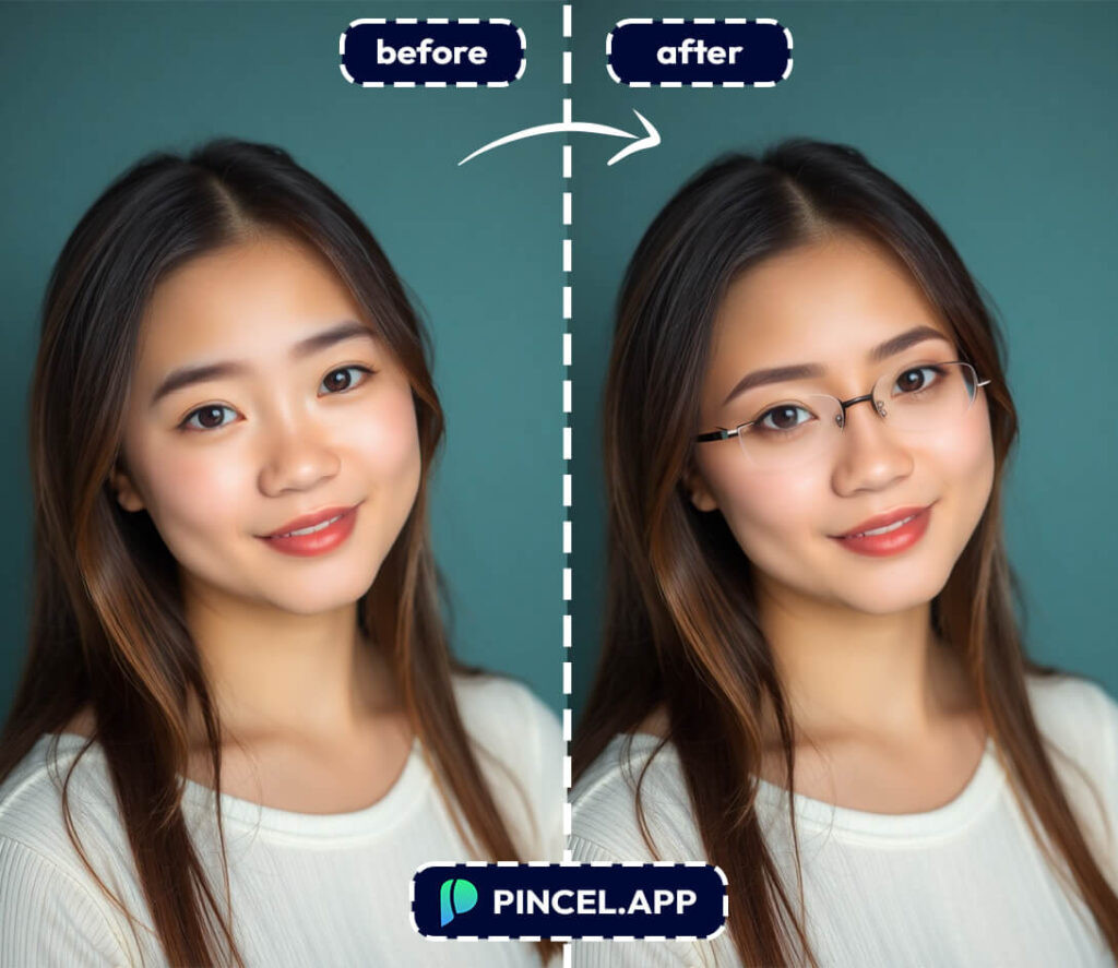 Adding glass frames to a face online