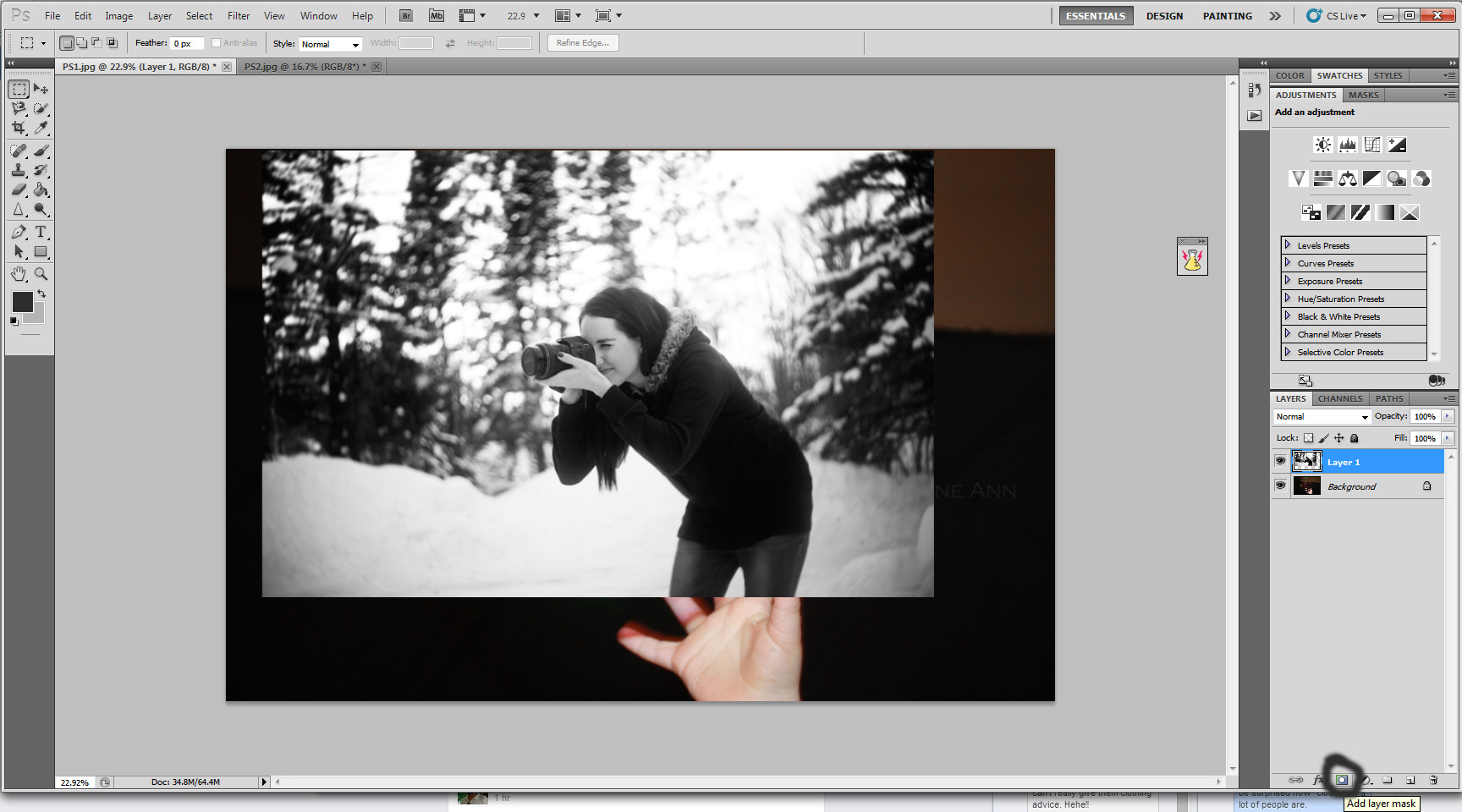 Resizing the image while holding the shift key