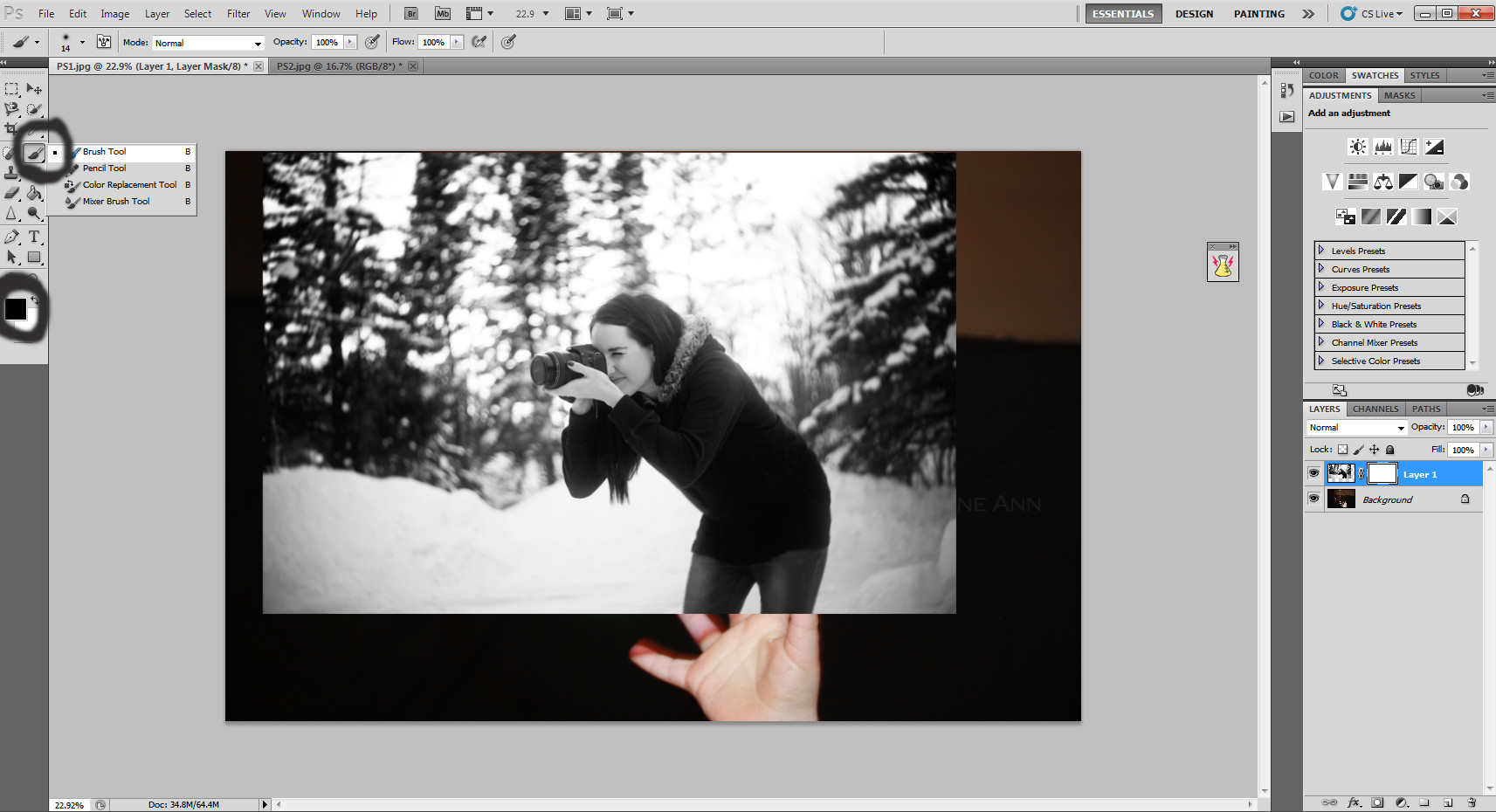 Clicking the layer mask tool