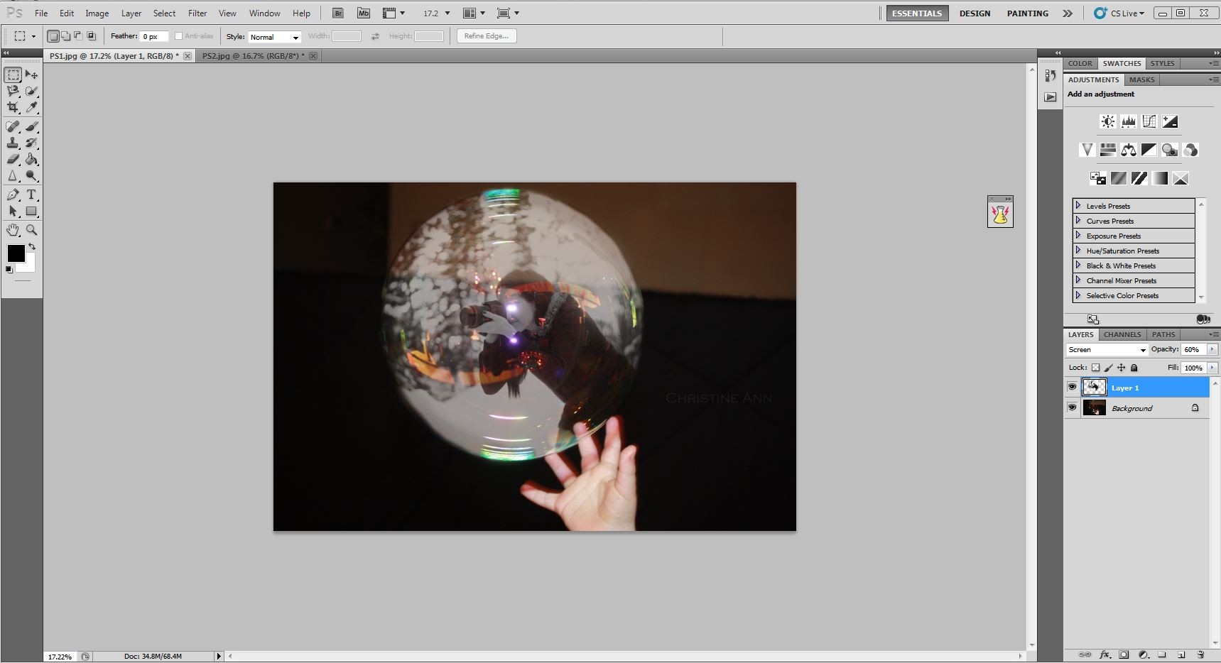 Changing the layer to screen mode
