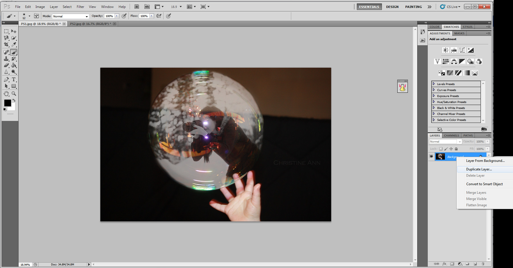 Flattening the image in Photoshop