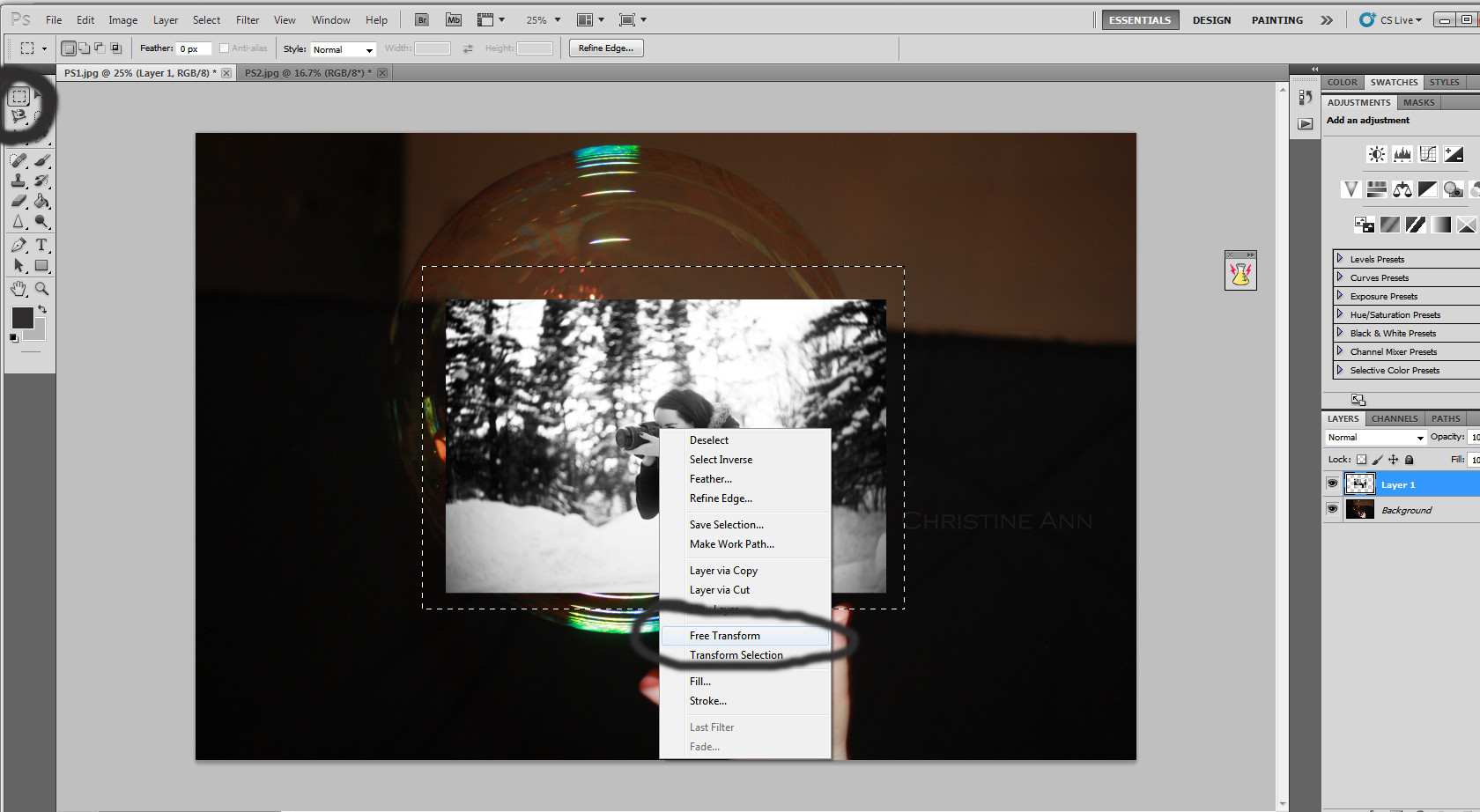 Selection of the photographer image completed
