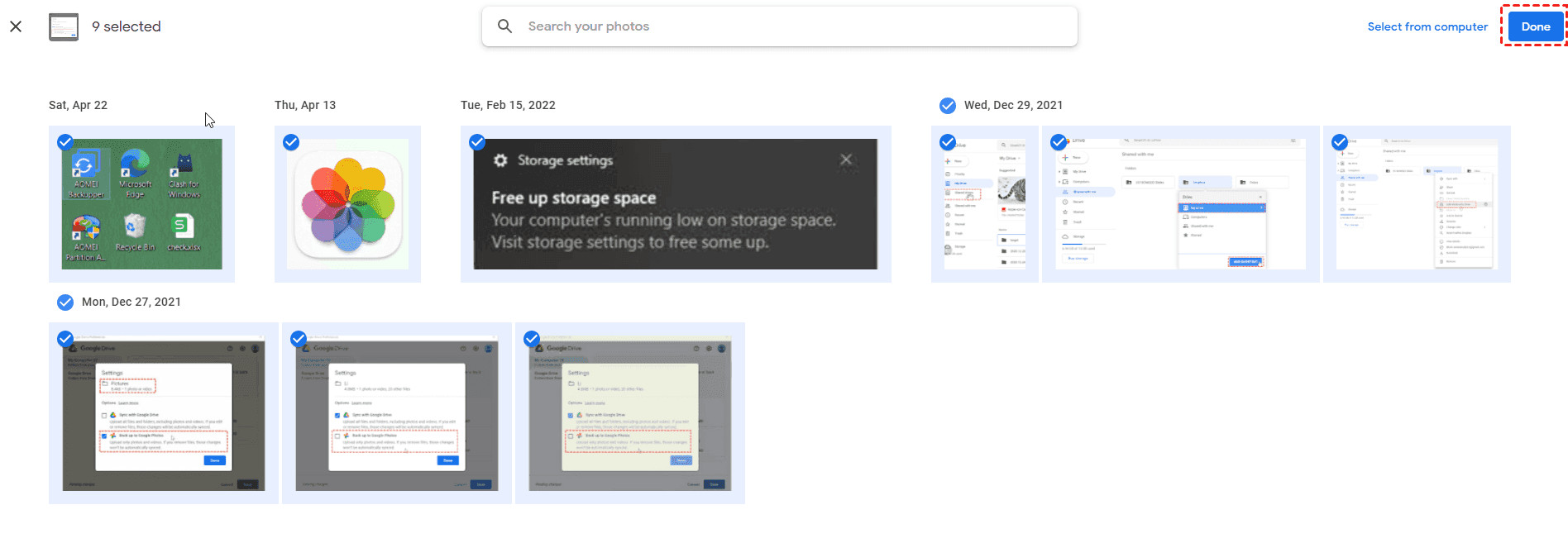 Add Photos to the Google Photos Album