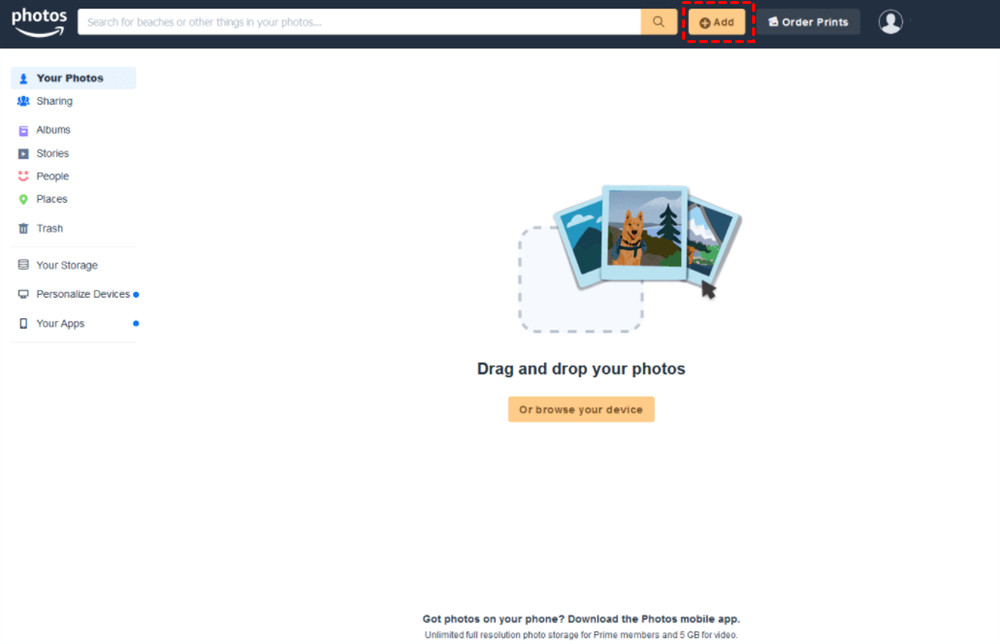 Upload to Amazon Photos