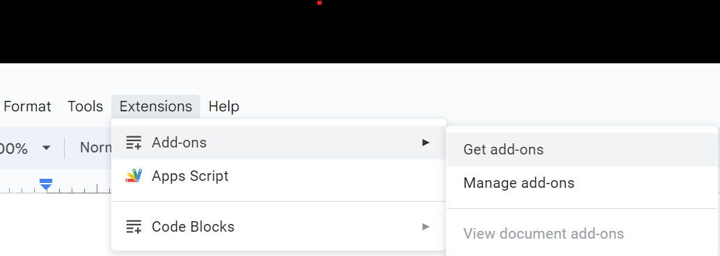 Accessing the Add-ons Menu in Google Docs
