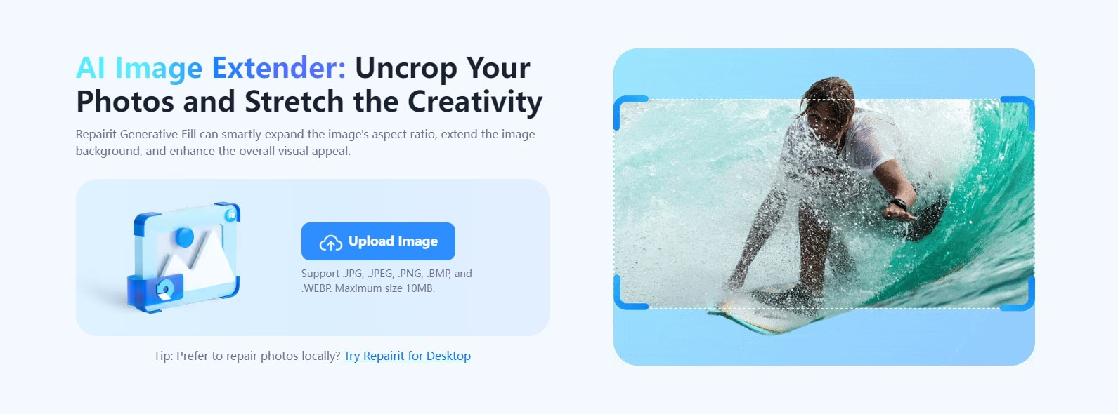 Upload image to Repairit AI Uncrop