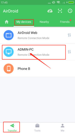 AirDroid Connect Devices
