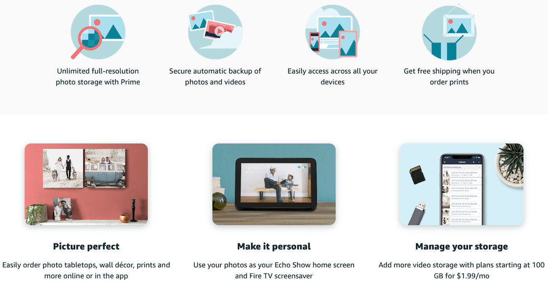 Amazon Photos interface on a mobile device