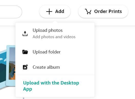 Sharing options on Amazon Photos