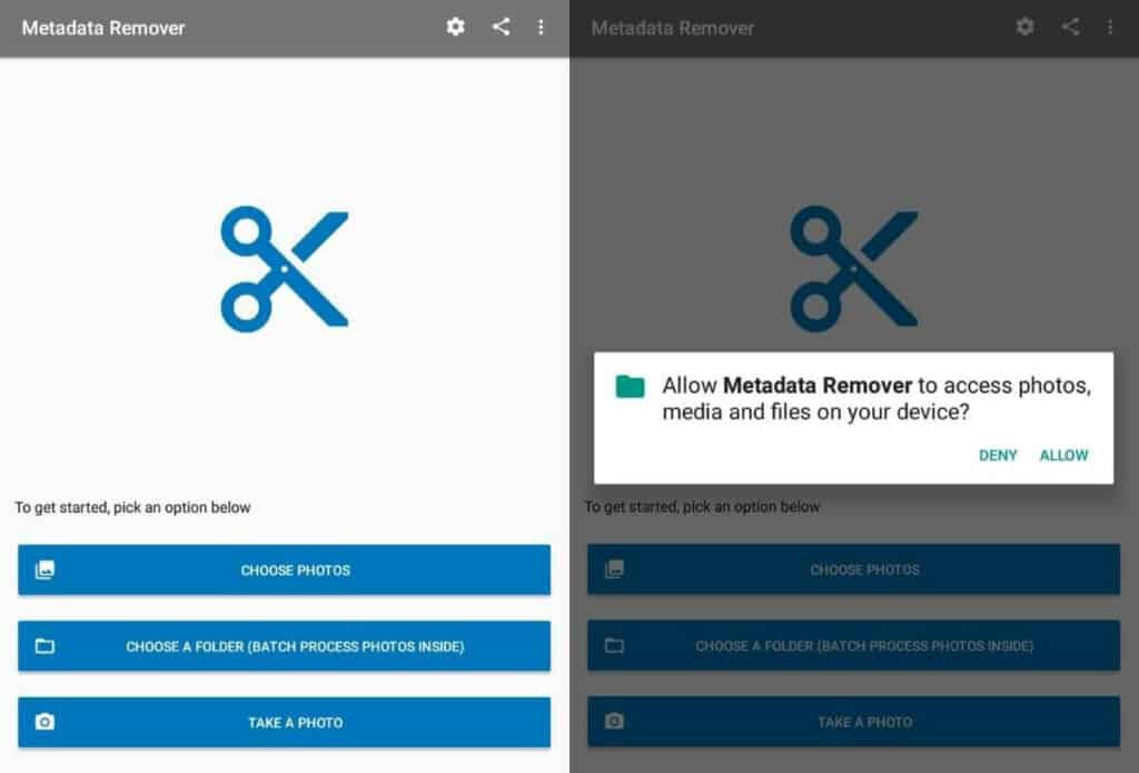 Photo Metadata Remover app.