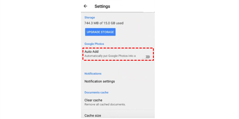 Google Drive Android Auto-Add