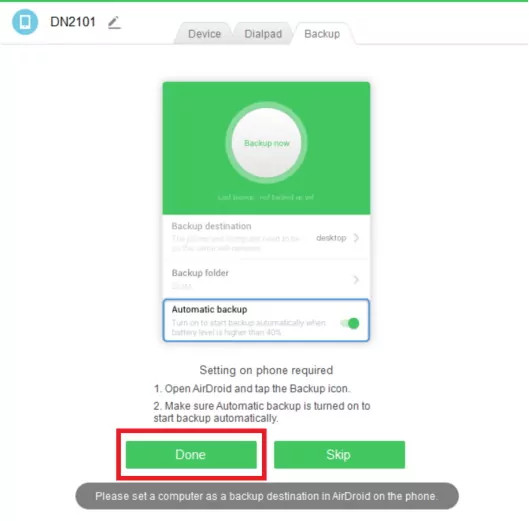Enabling Automatic Backup