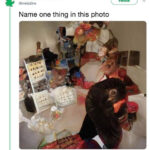 blurred objects in a photograph making it difficult to identify any specific item with the caption asking to name one thing