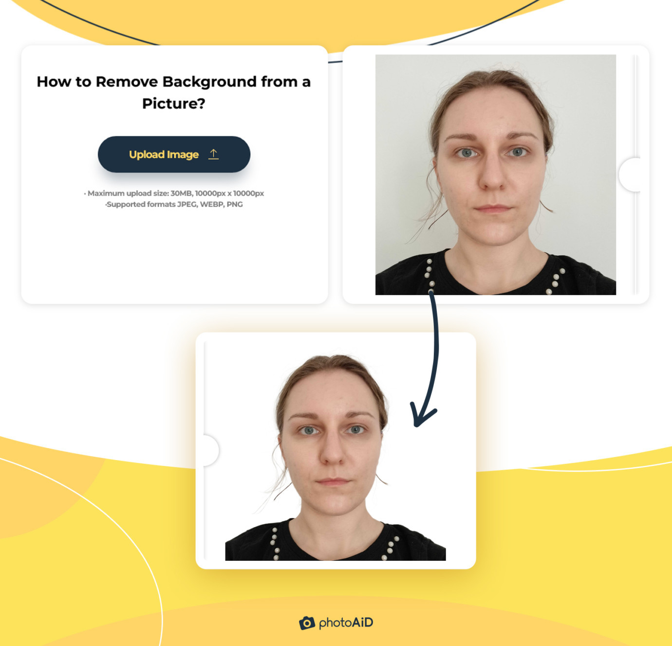 Removing the background from your Android passport photo using a PhotoAiD background removal tool