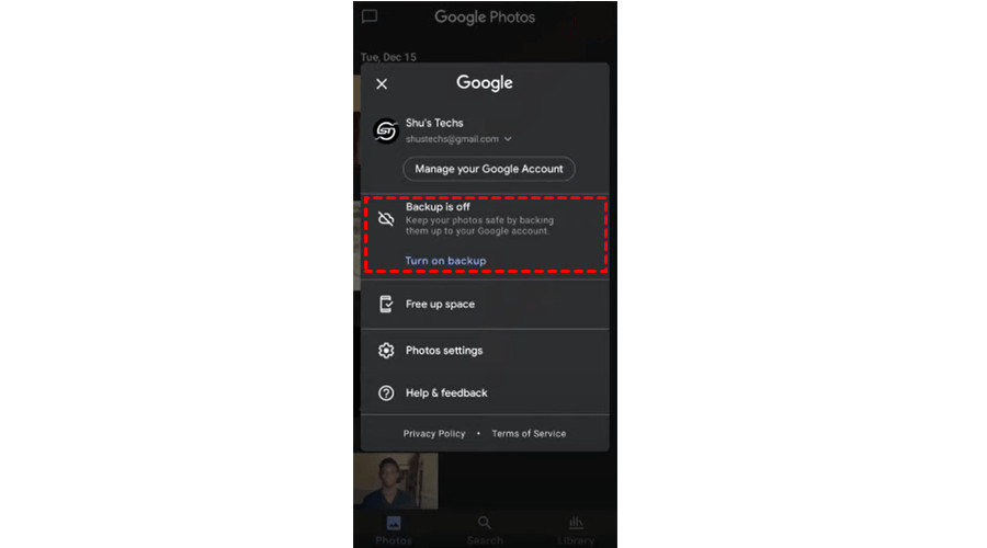 Turn Off Google Photos Backup