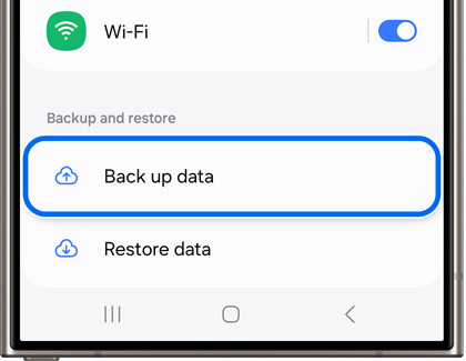 Samsung Cloud settings showing backup and restore options