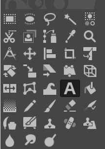 GIMP tools showing the crop tool icon