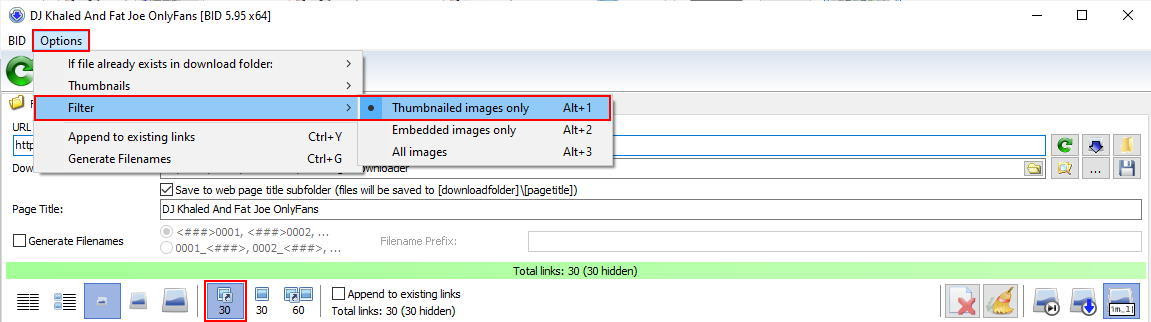 BID displays all the images located