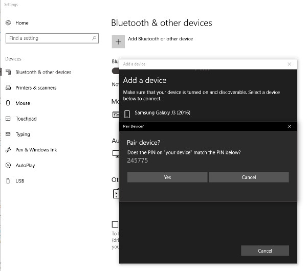 Pair Android with PC with Bluetooth connection setup