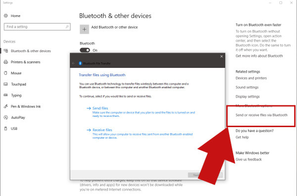Allow PC to receive files from Android by Bluetooth sharing