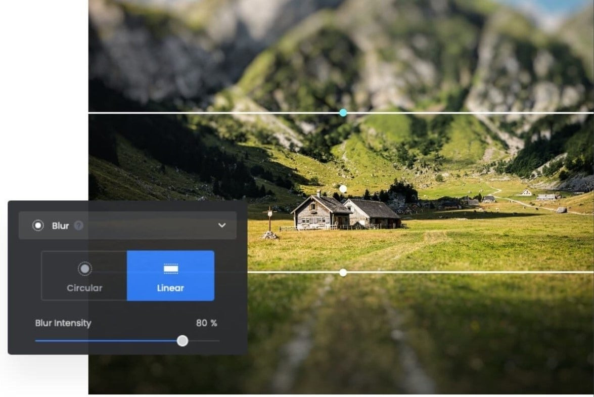 Using Fotor's online blur tool to selectively blur an area of an image, ensuring user-friendly photo editing on dfphoto.net