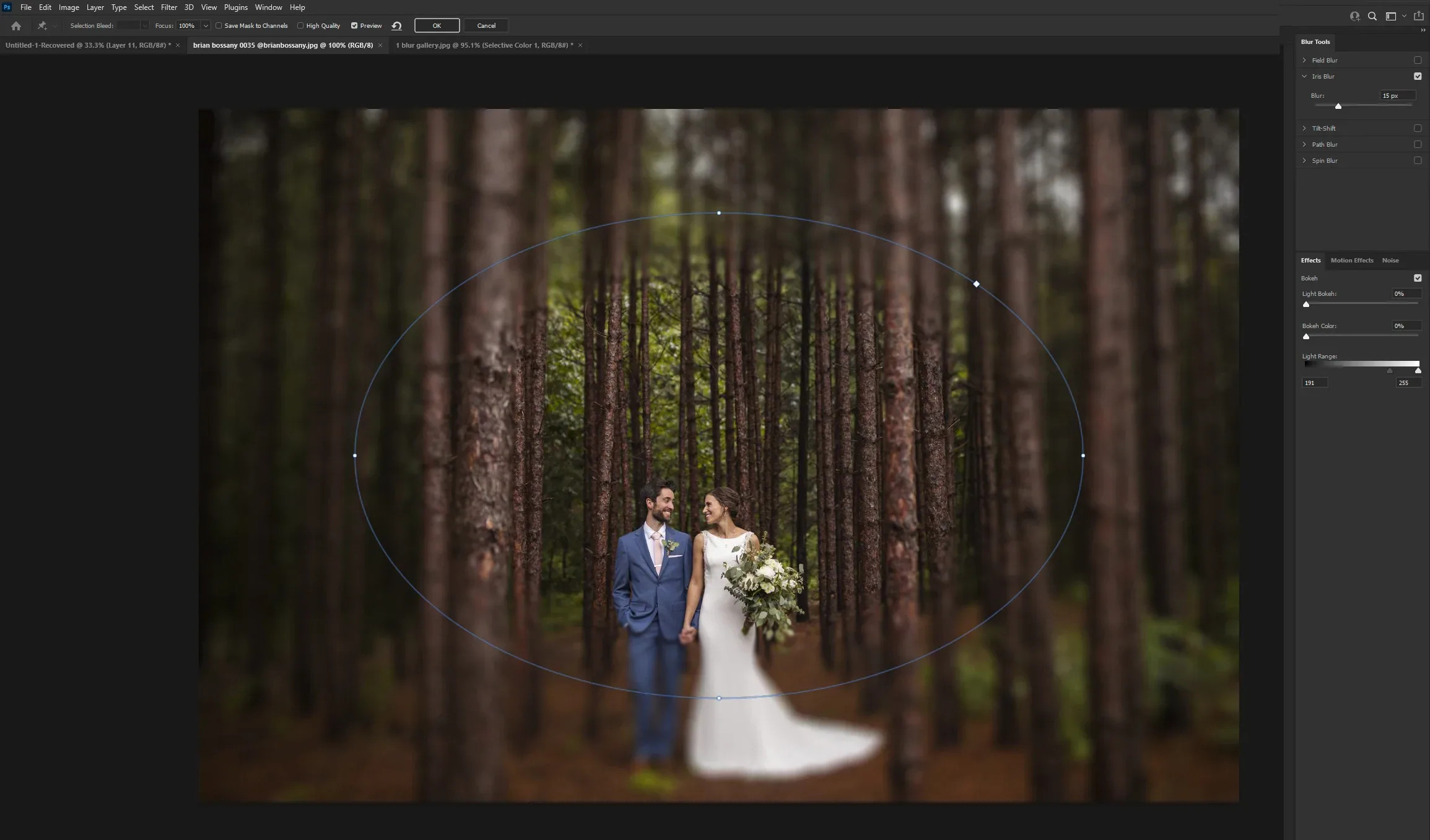 Using the Lasso tool in Photoshop to select a specific area for blurring, enhancing image control on dfphoto.net