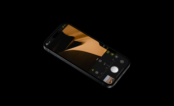 Illustration emphasizing manual focus adjustment in Halide's camera control features.