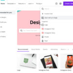 The main Canva menu