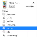 The Device window, with Photos selected in the sidebar.