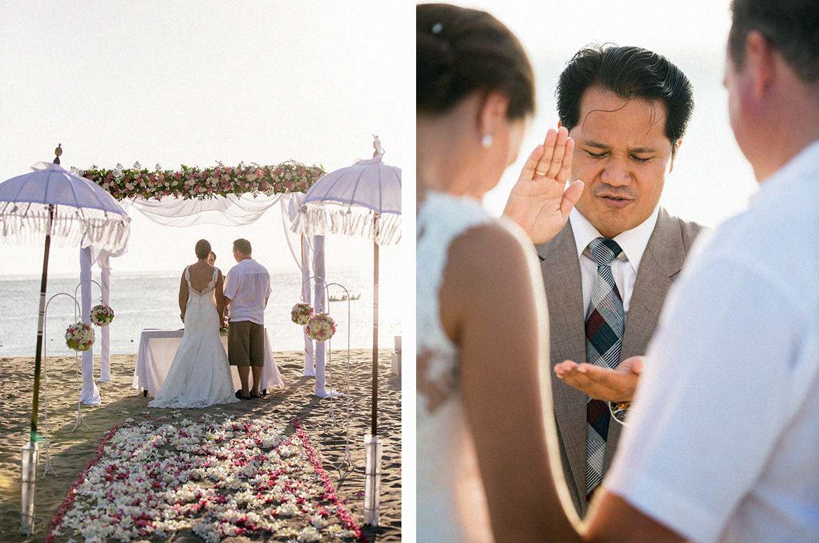 Bride and groom exchanging vows during the wedding ceremony