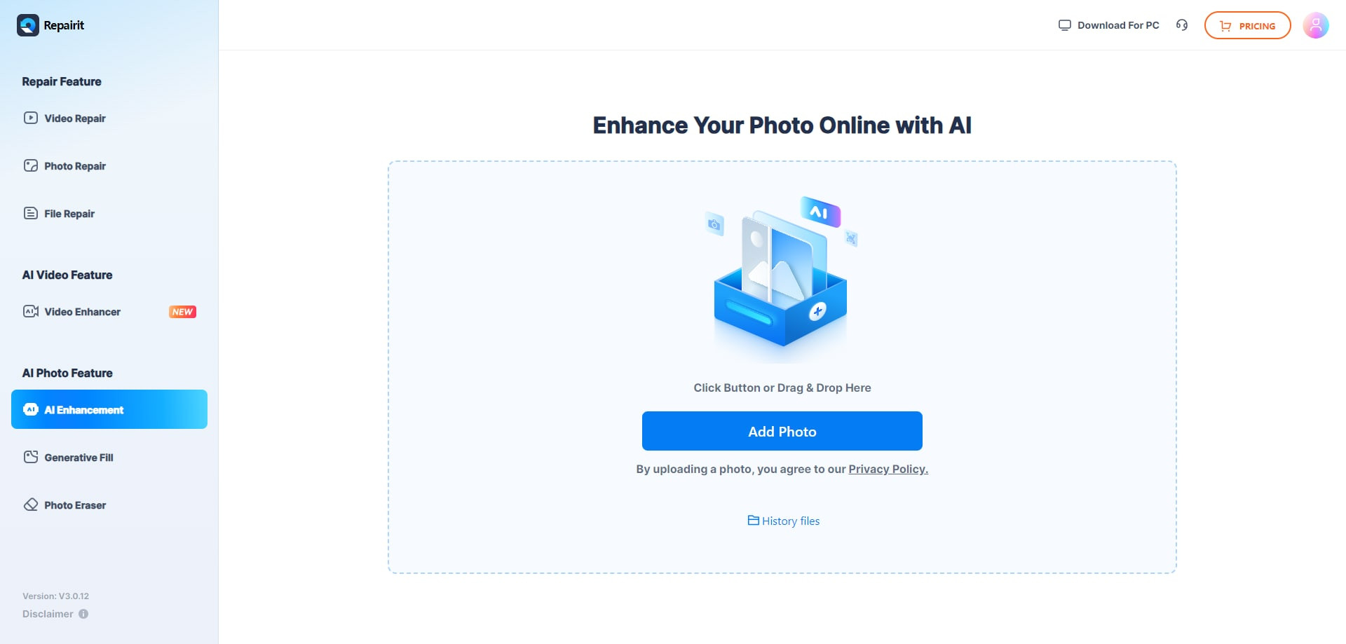 Add old photo online