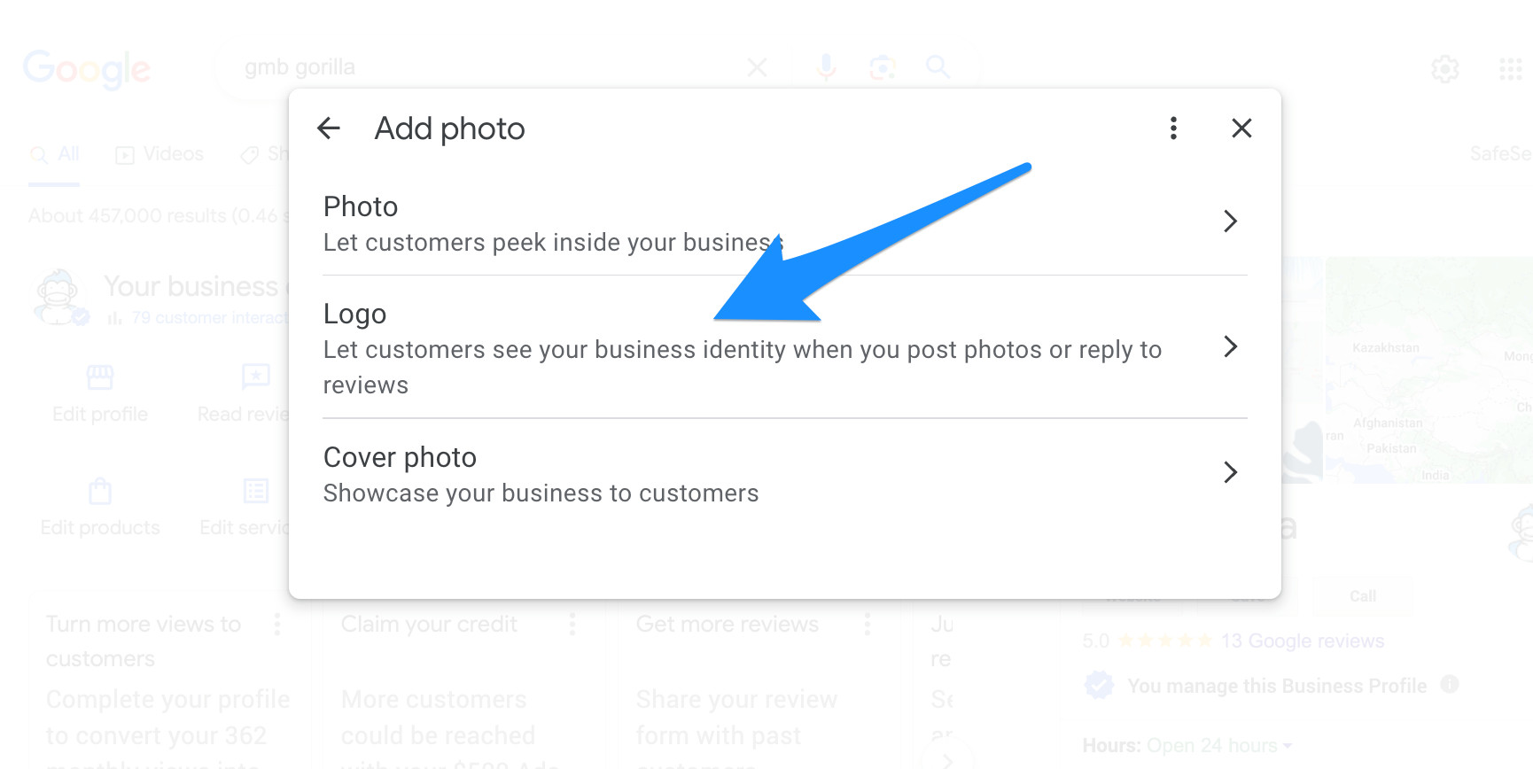 image of click on logo in the modal window 