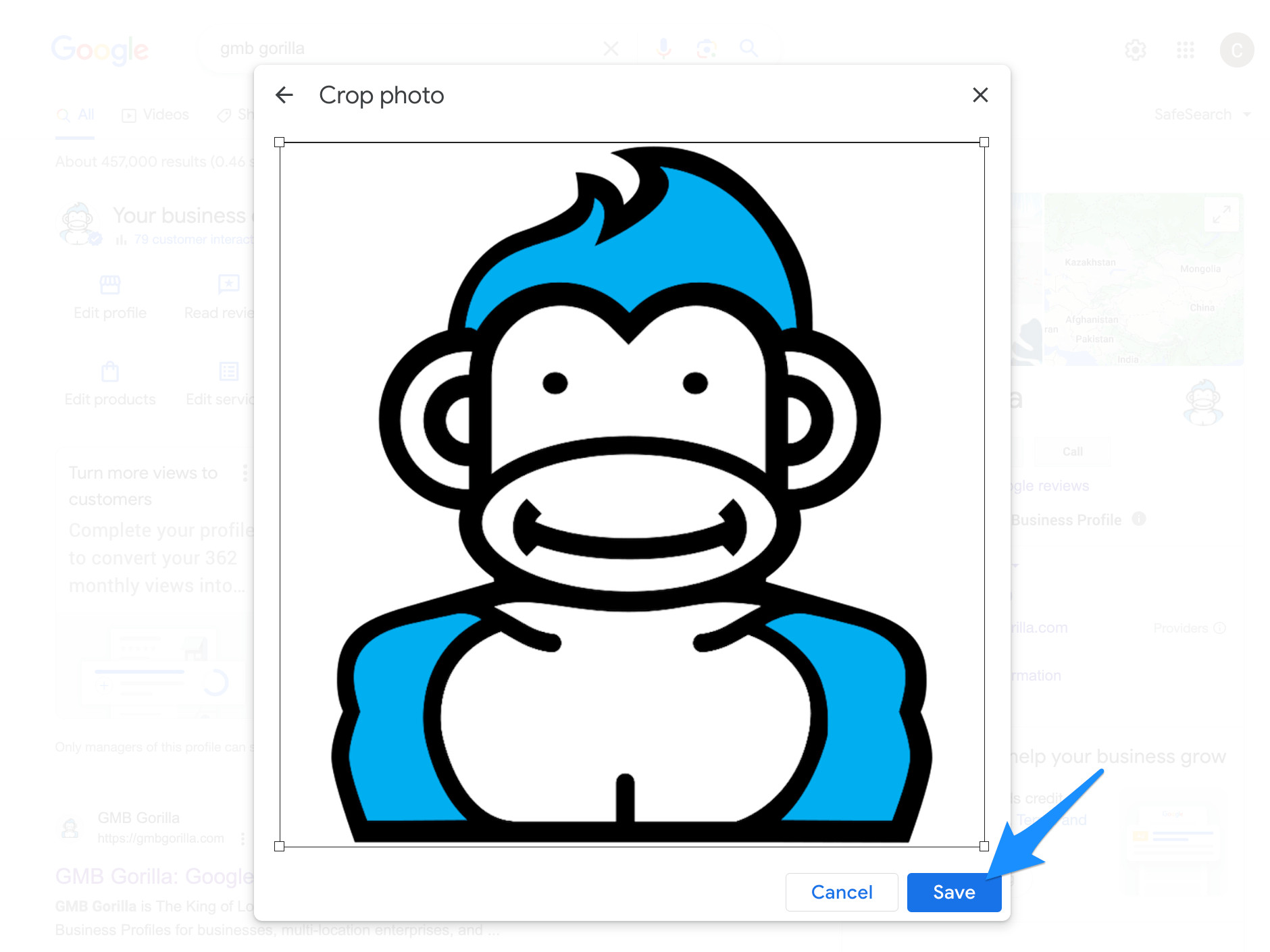 Image of clicking the blue save button 