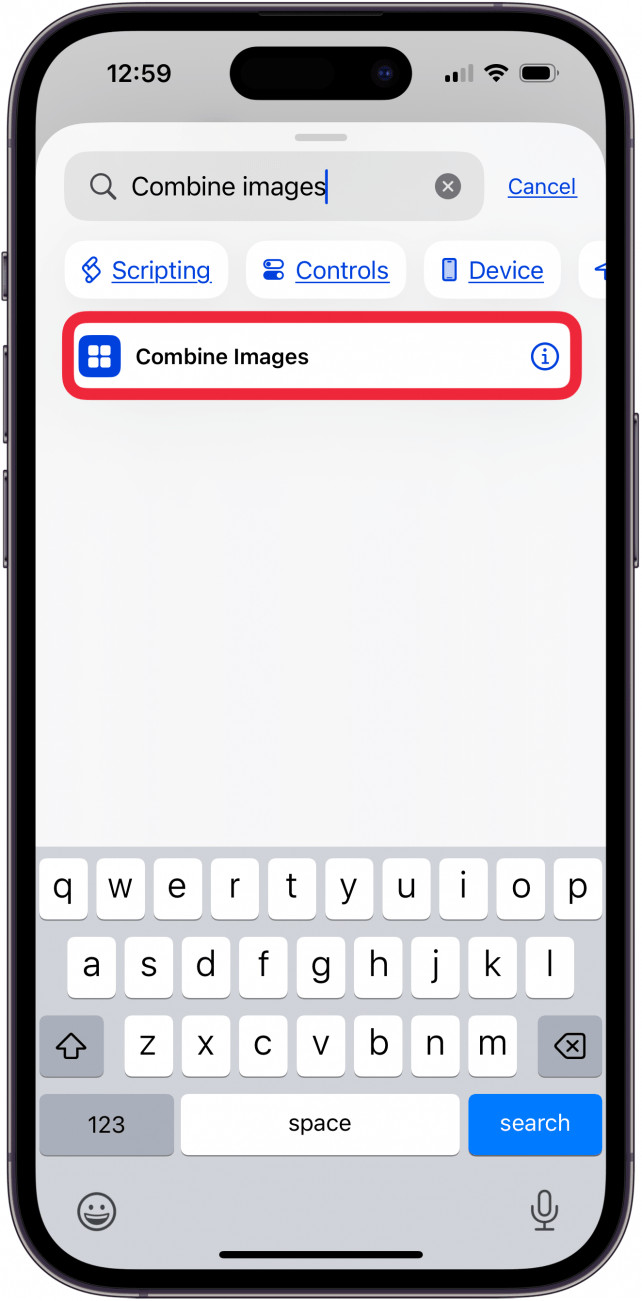 combine images in shortcuts