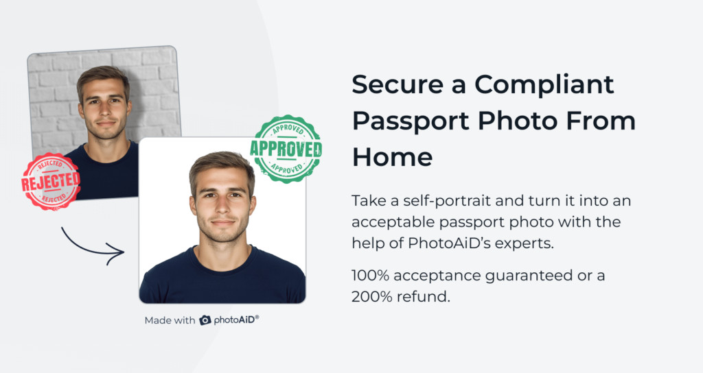 Compliant passport photo created with PhotoAiD