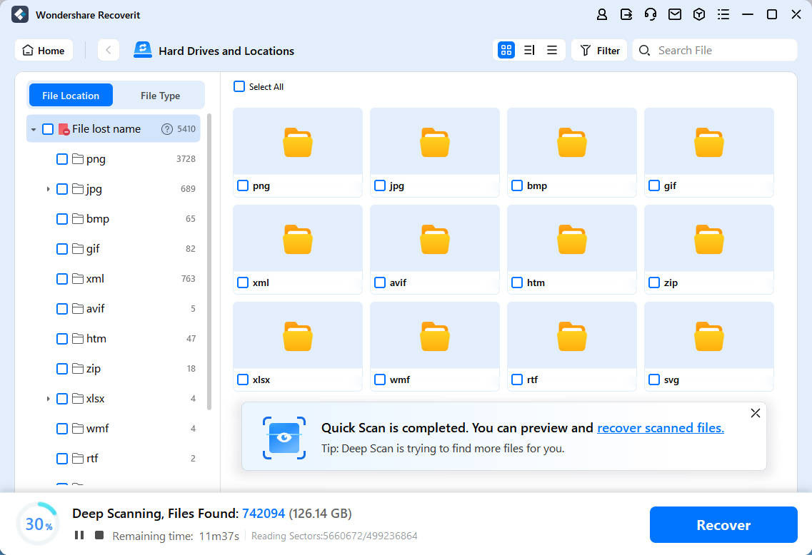 Scan the drive