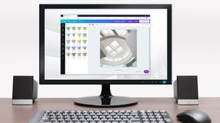 Canva's design interface featuring templates and photo editing options