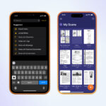 Screenshot of Notes app on iPhone and My Scans in ScannerPro