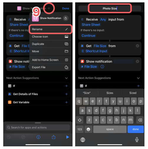 Creating a shortcut to display a photo
