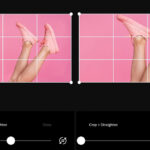 Side-by-side comparison of cropped and straightened pink shoes against a pink background.