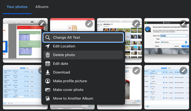 Deleting a photo from the Facebook profile