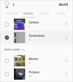 Deleting albums from Samsung Gallery App