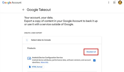 Export Google Photos using Google Takeout