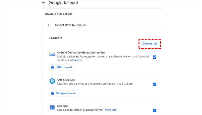 Deselect All Google Services to Select Only Google Photos