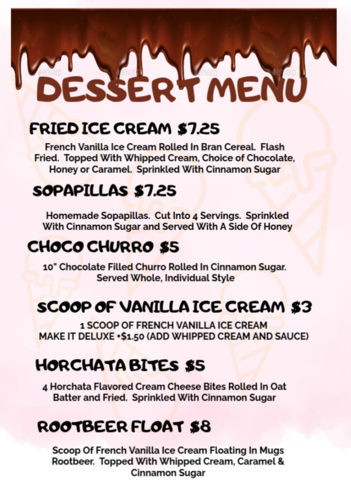 Don Jose dessert Menu 12-24