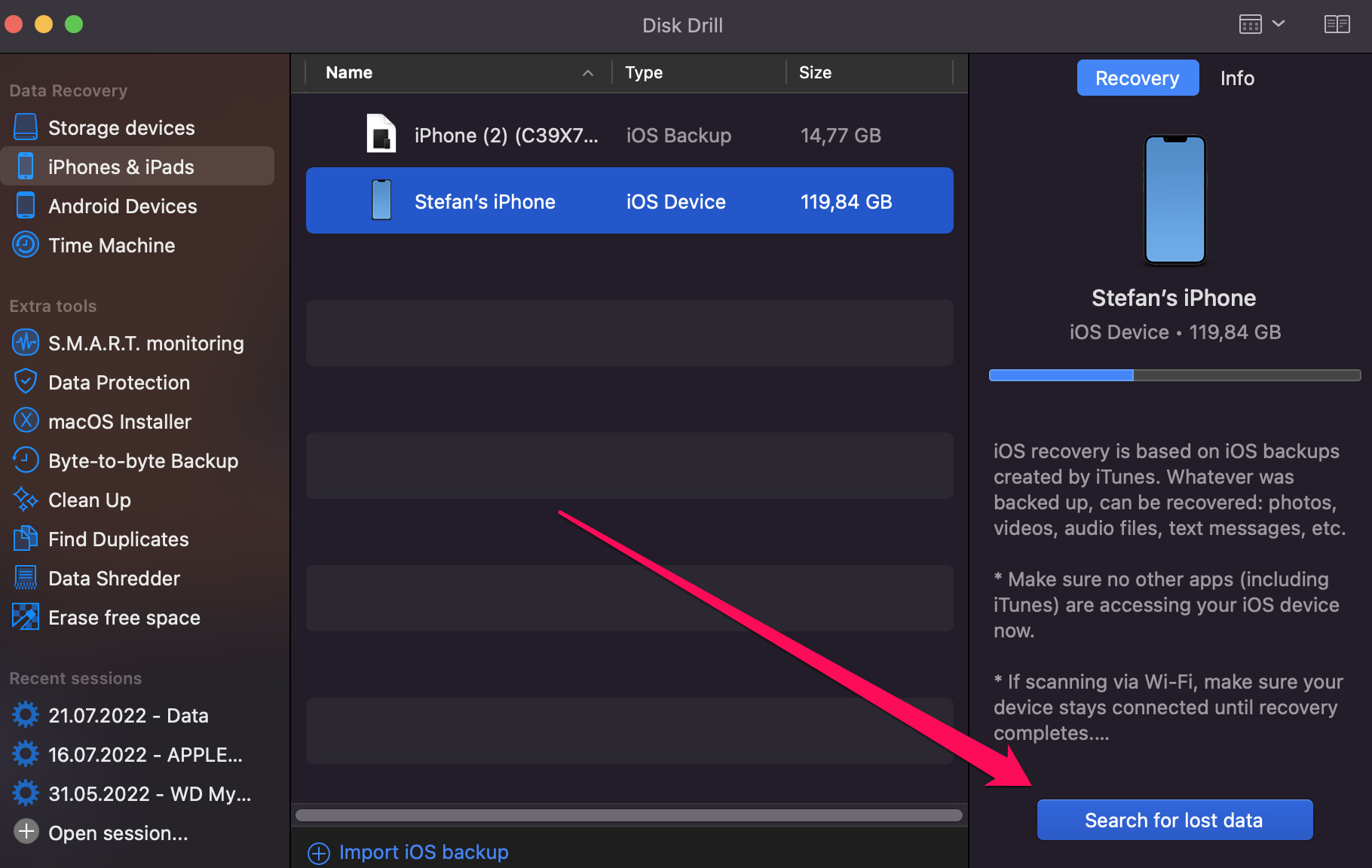 Disk Drill Data Search Interface